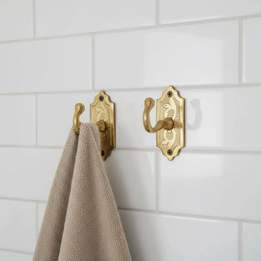 Vintage Brass Coat Hooks – Brass Wall Hooks for Bathroom & Home Decor