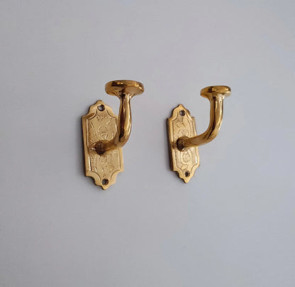 Vintage Brass Coat Hooks – Brass Wall Hooks for Bathroom & Home Decor