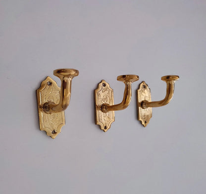 Vintage Brass Coat Hooks – Brass Wall Hooks for Bathroom & Home Decor